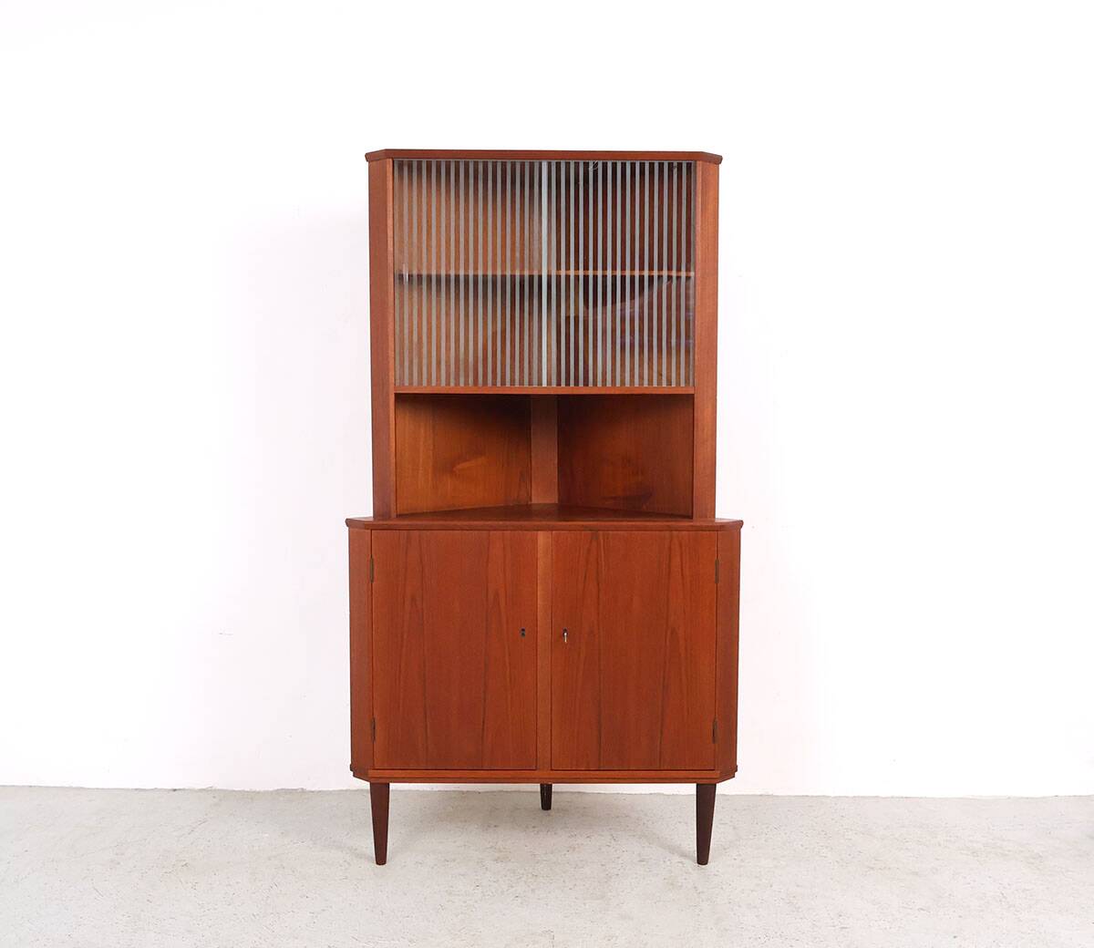 Vintage Danish teak corner cabinet with display case, 1960s