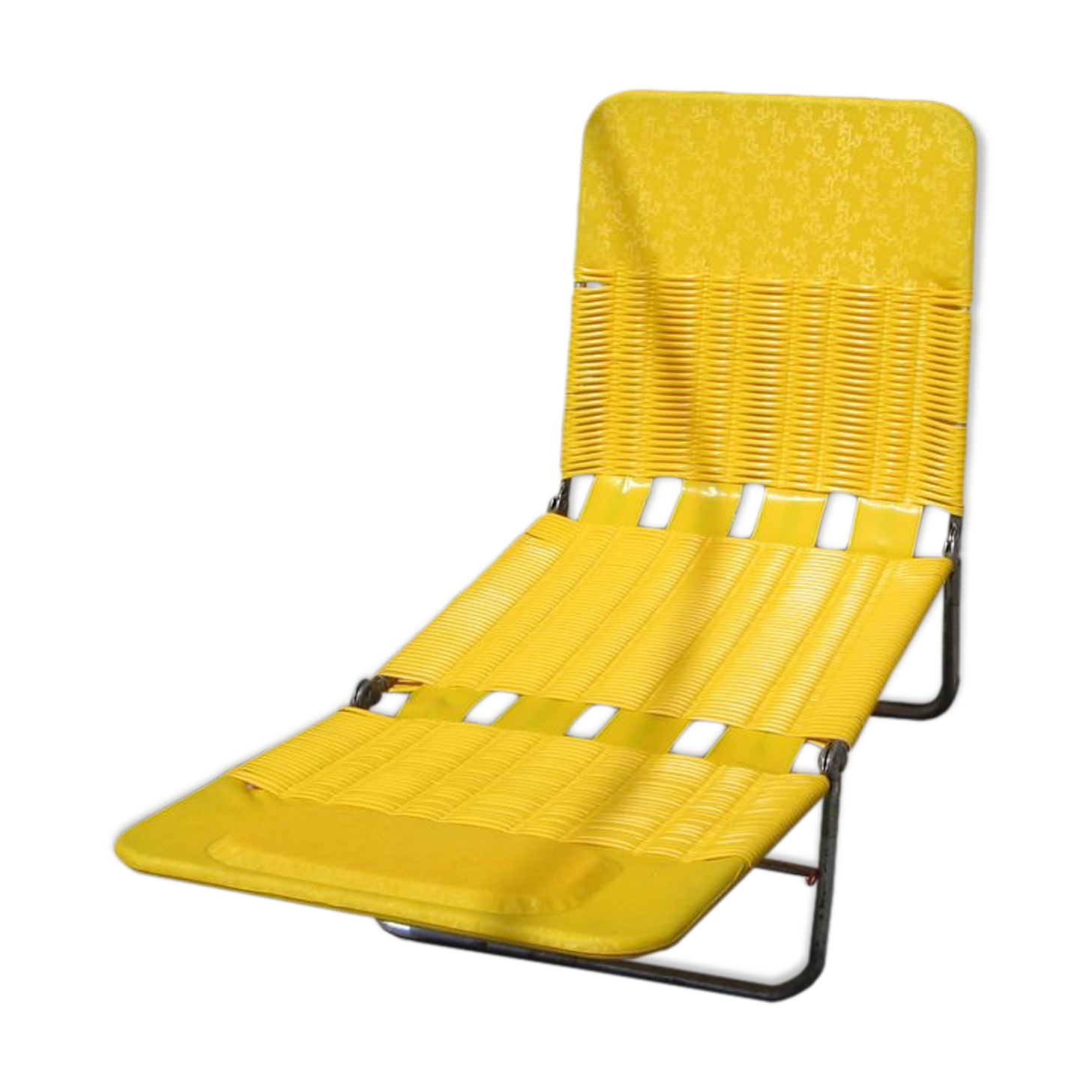 KURZ deckchair vintage year 60/70 yellow scoubidou