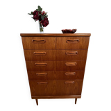 Commode haute à tiroirs rétro vintage en teck du milieu du siècle GPlan 1960