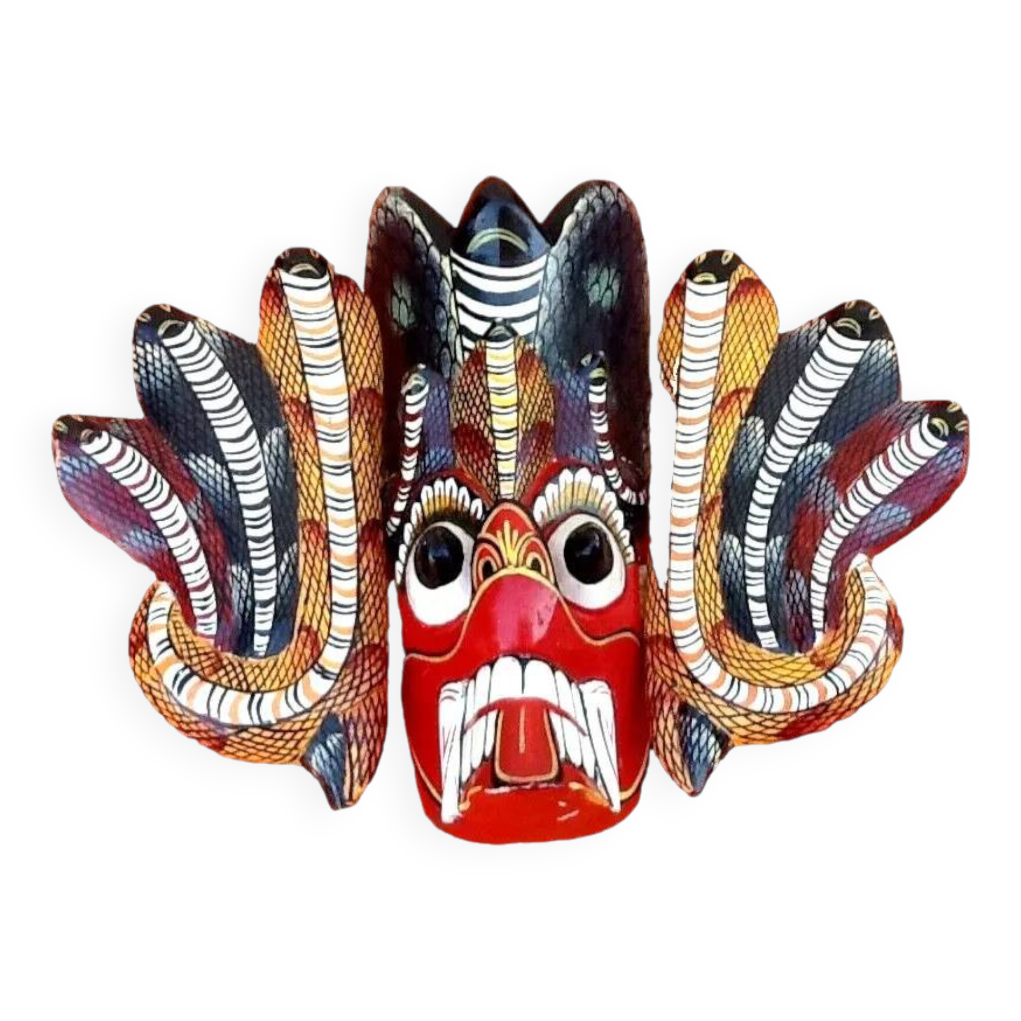 Wall mask Polychrome carved wood
