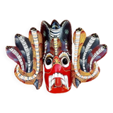 Masque mural Bois sculpté polychrome