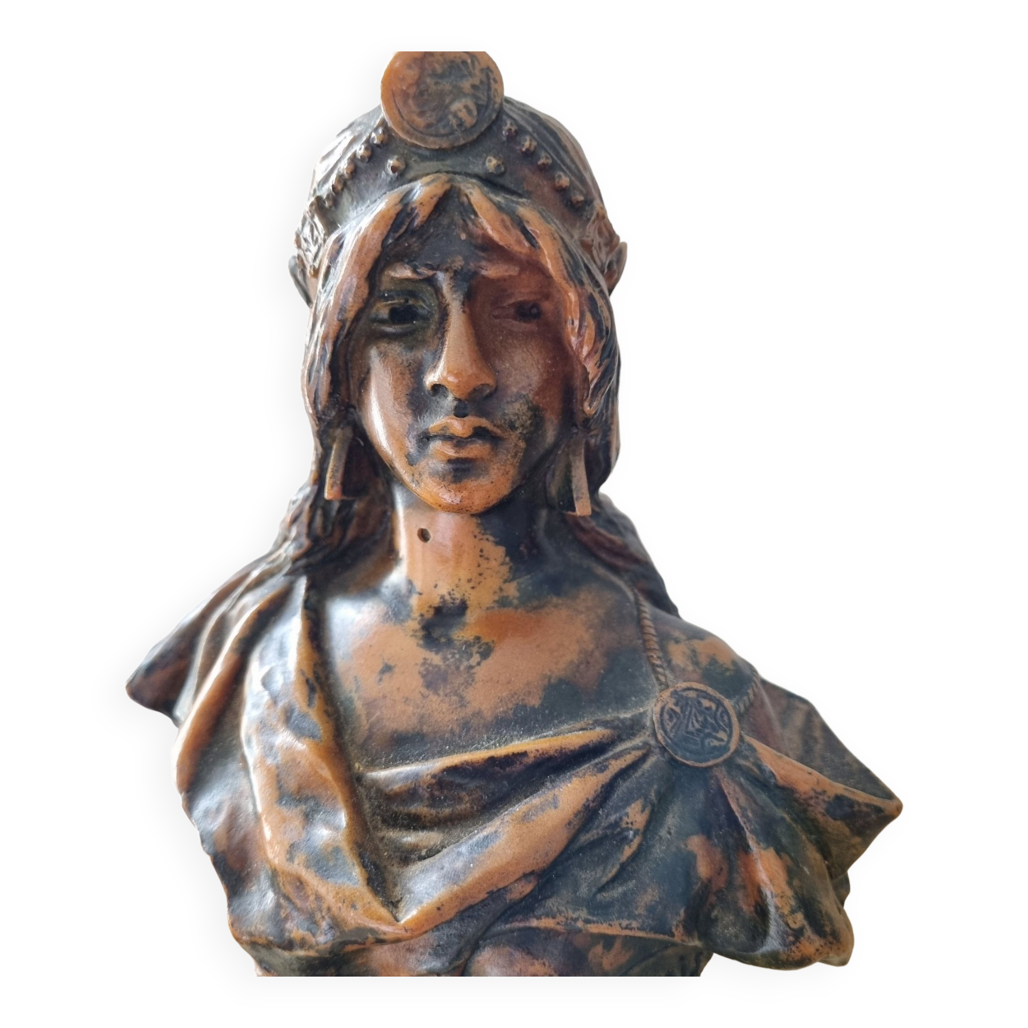 Bronze woman bust Emmanuel Villanis