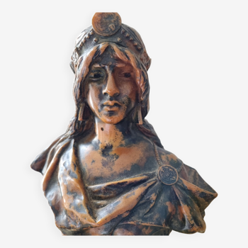 Bronze woman bust Emmanuel Villanis