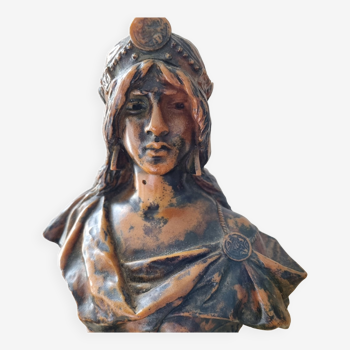 Buste femme bronze Emmanuel Villanis