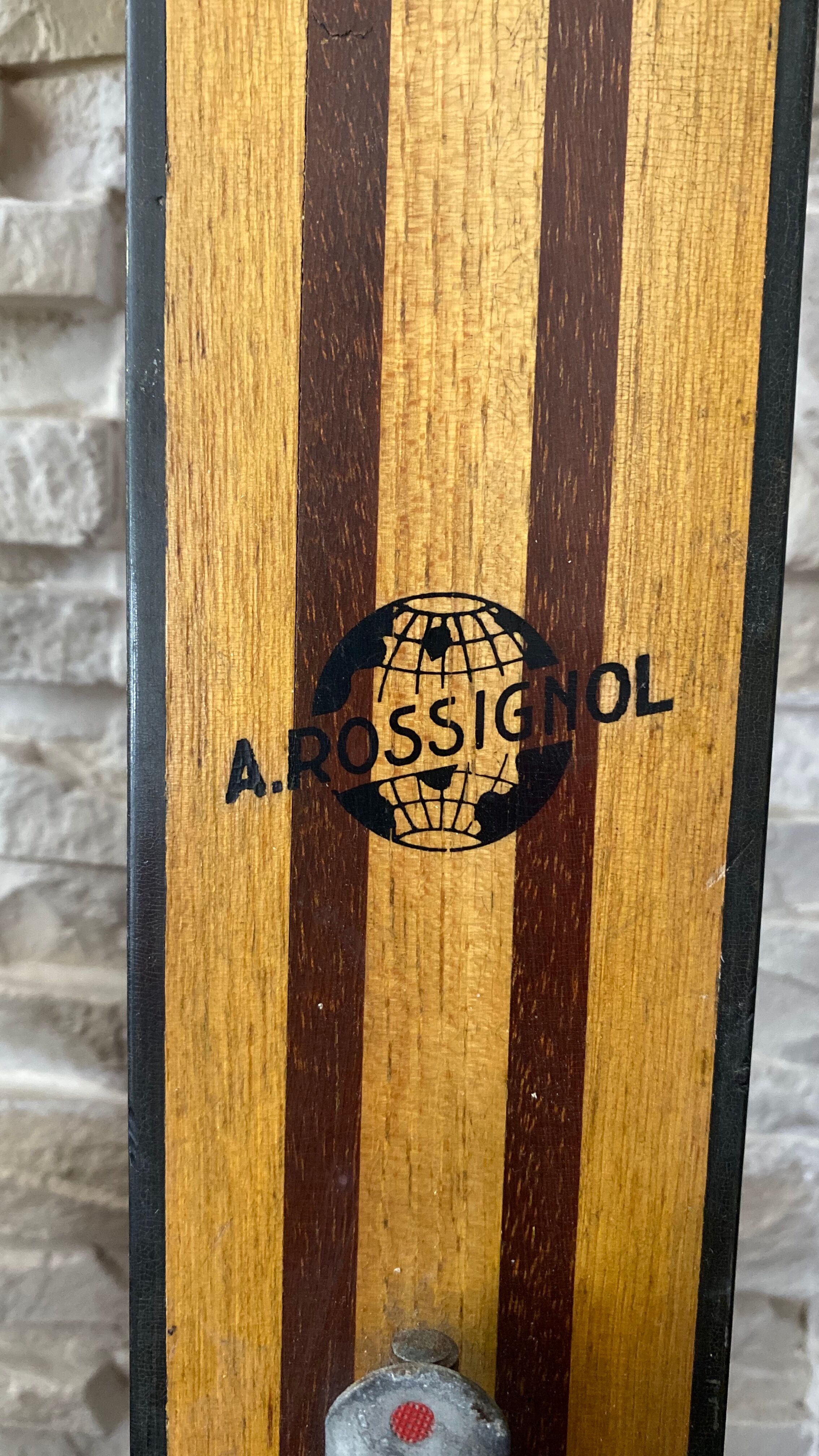 Vintage wooden Rossignol Hickory ski pair