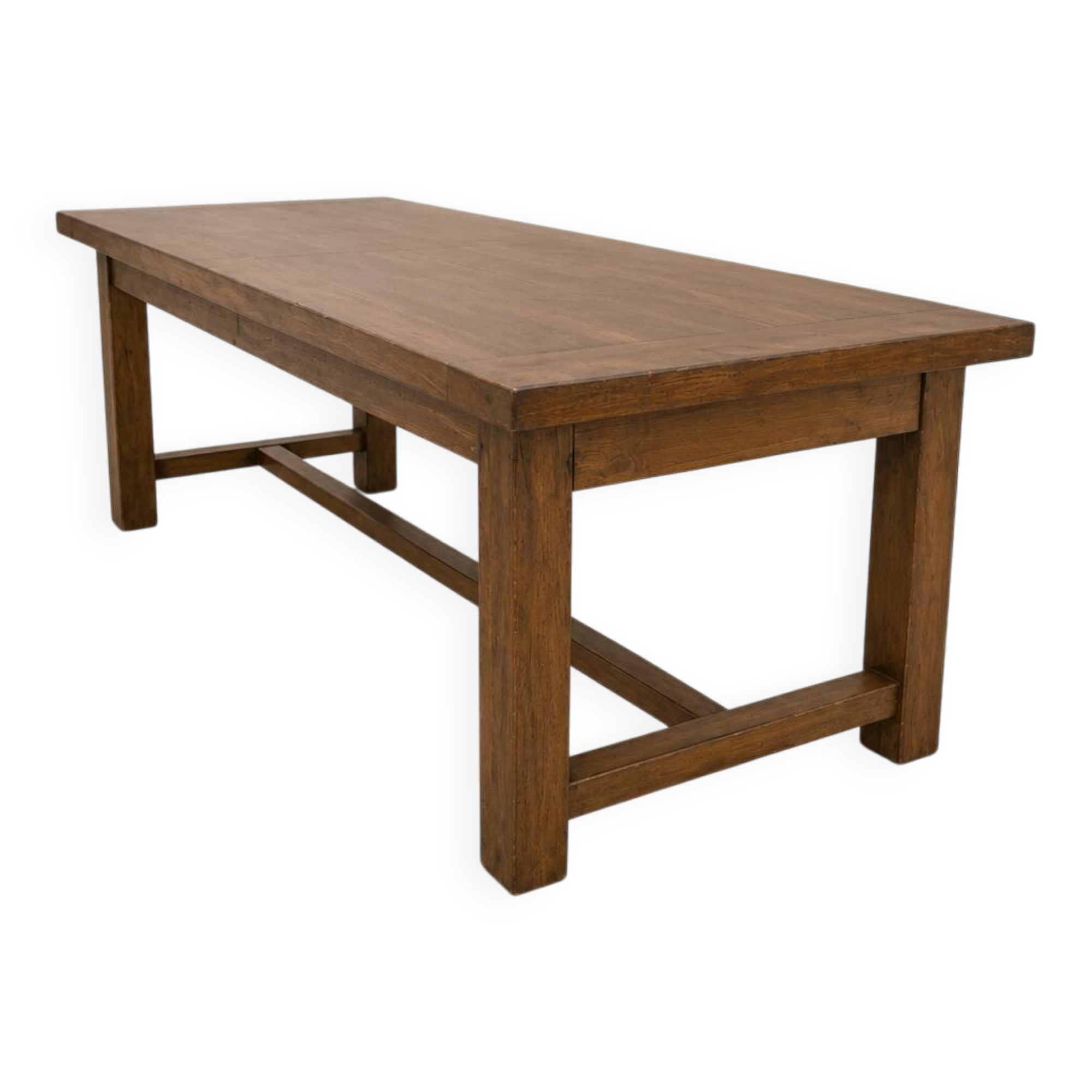 Grande table de ferme ancienne en chêne massif – 250 × 105 cm – Tiroir d'or