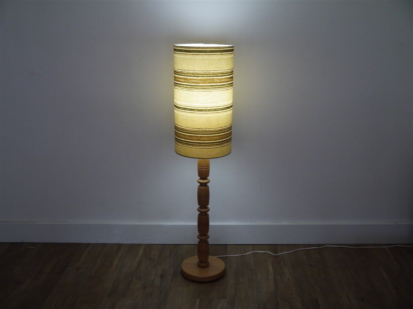 Scandinavian wooden floor lamp turned 1960