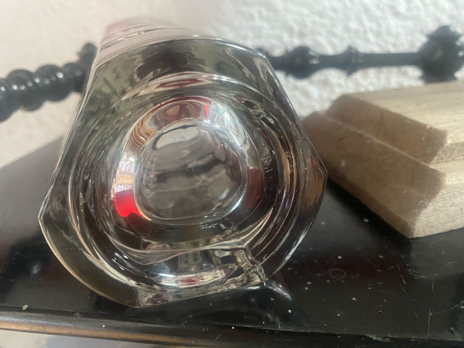 Vintage garnet glass geometric vase