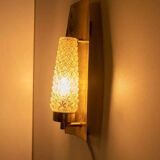 Vintage glass wall sconce from the 1960s in brass, mid-century light.