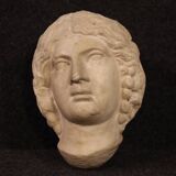 Antique Italian sculpture, white marble head from the 17th century