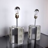 Pair of Poliarte Cubic lamps by Albano Poli, murano glass, Italy, 1960