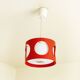 Vintage UFO ceiling light in red metal and white glass