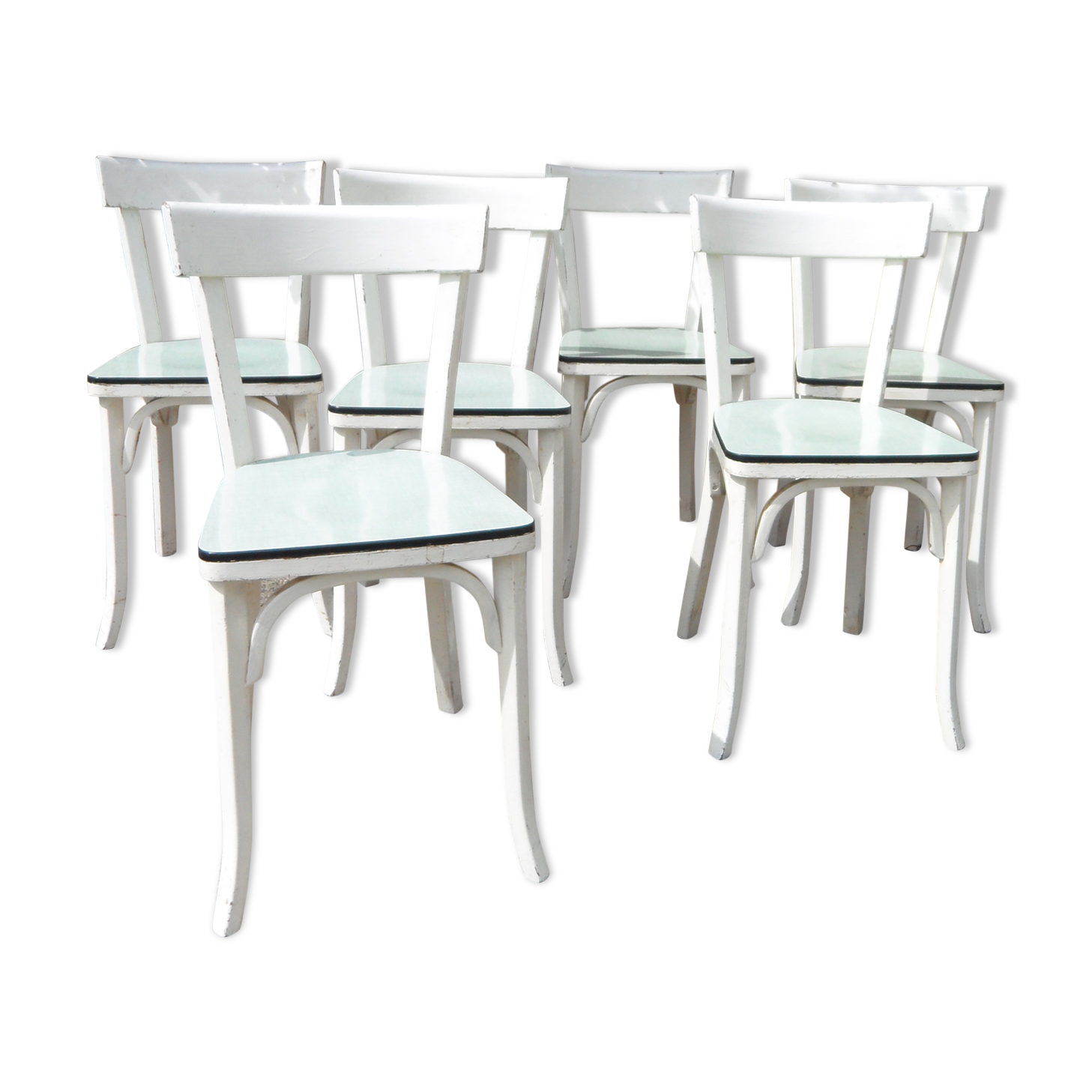 Series of 6 white Baumann Bistro