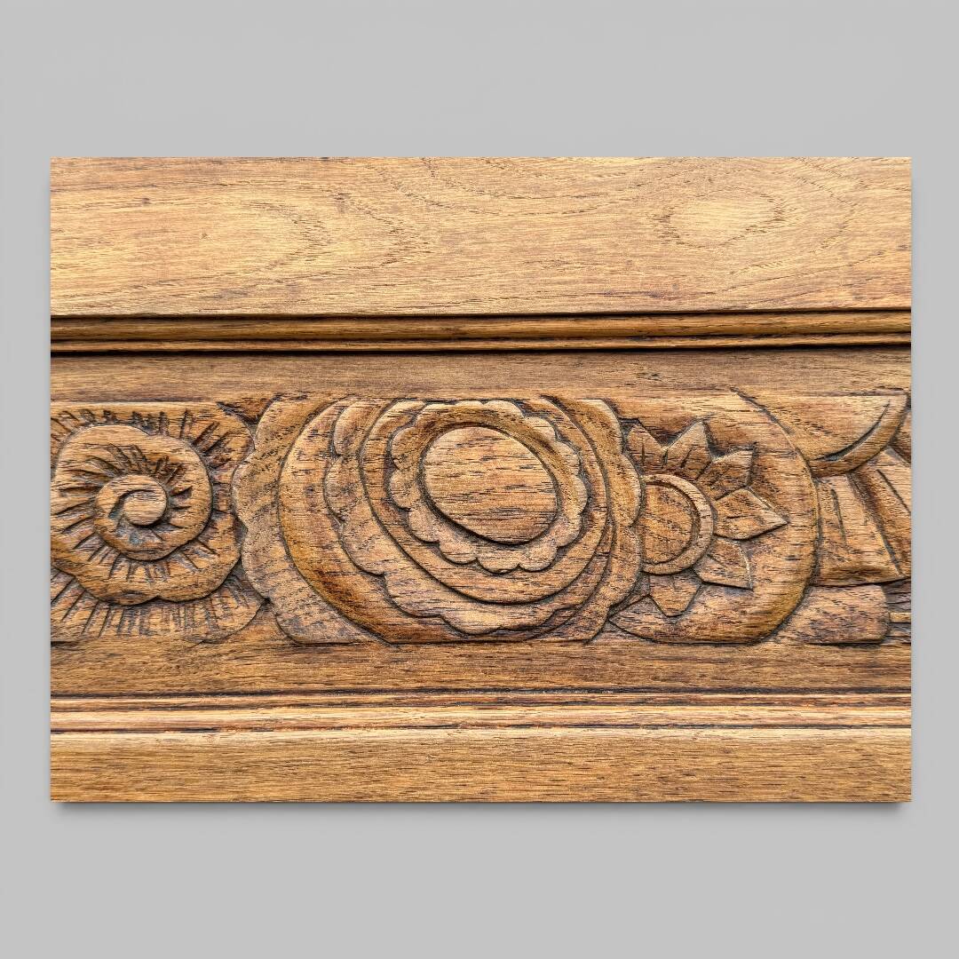 Art Deco bonnetière wardrobe from Paris in raw and solid oak.