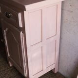 Confiturier haut ancien en bois massif peint rose