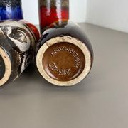 Set of Four Vintage Pottery Fat Lava Vases Made by Scheurich, Germany, 1970s
