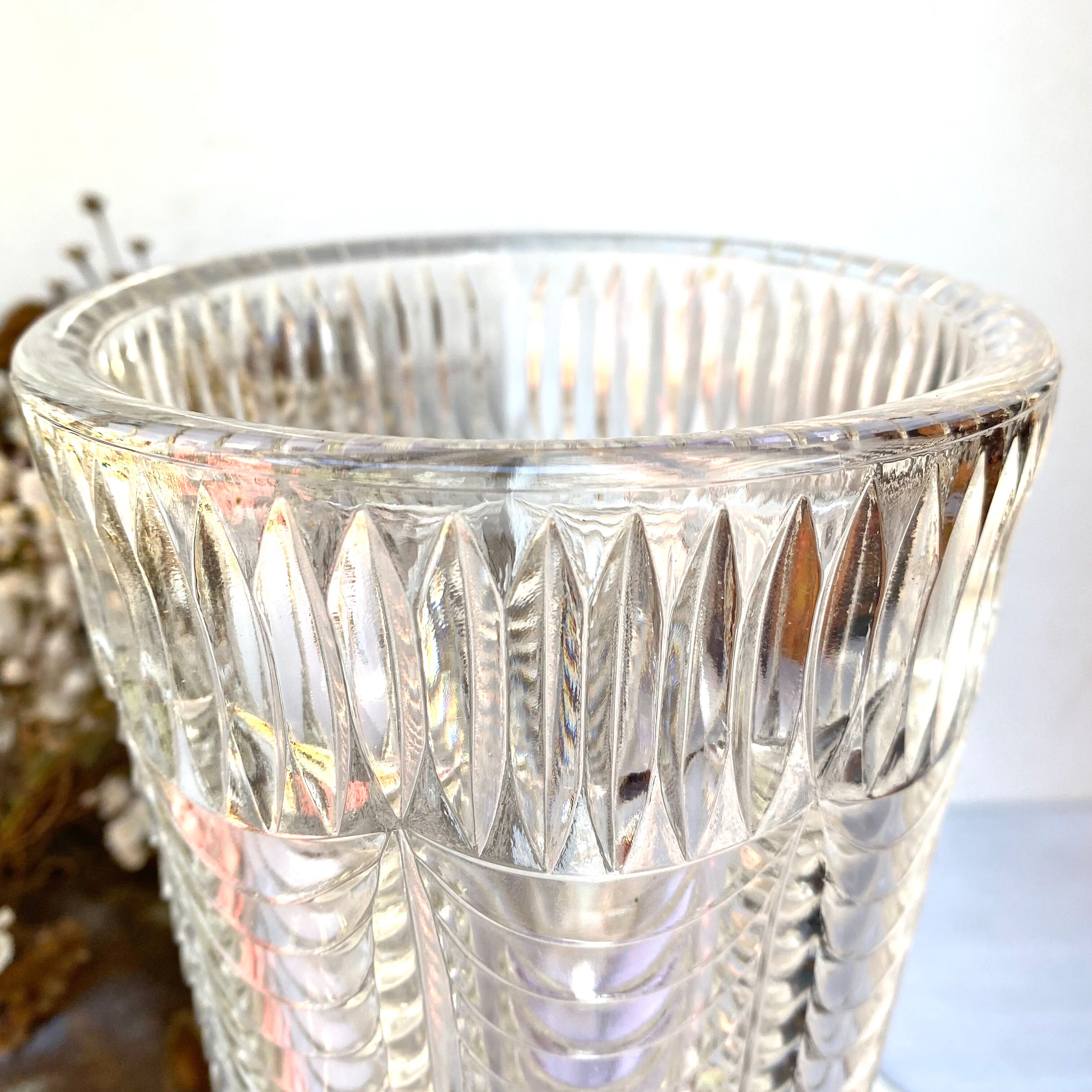 Vintage chiseled glass vase
