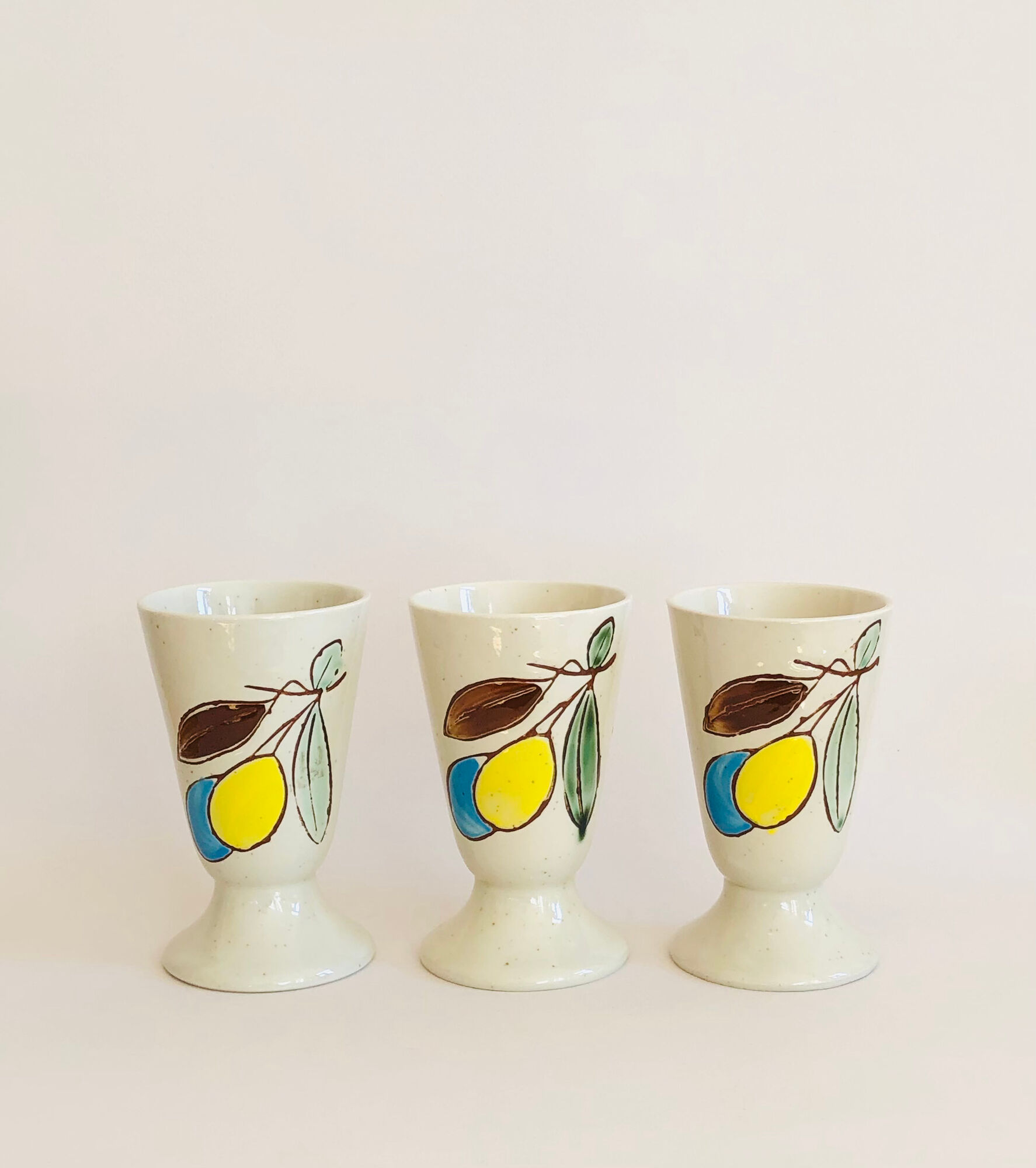Set of 6 vintage Korean mazagrans in sandstone