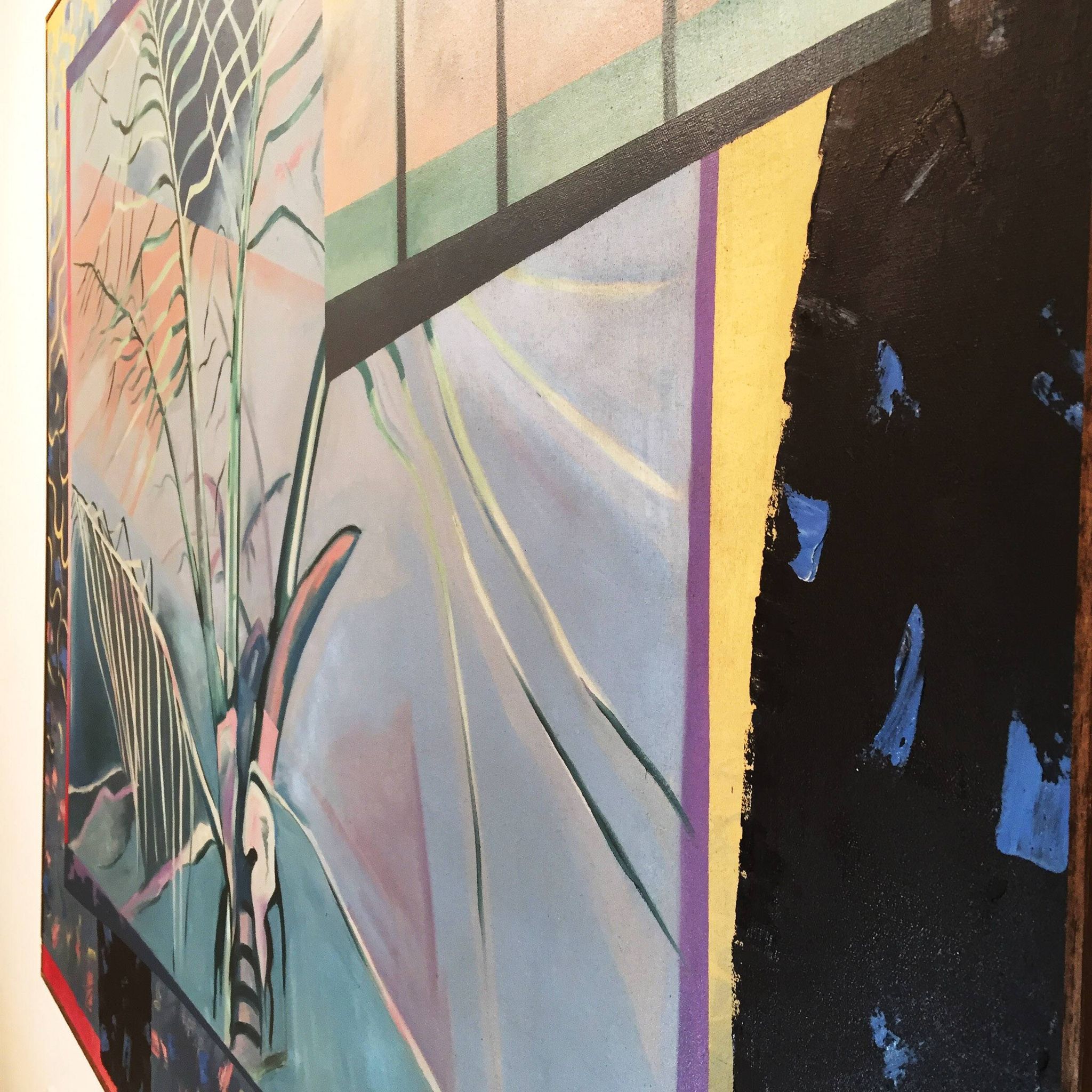 Richard Frank 'Palm's Parade' Painting, Oil On Canvas 1980s Miami Palm Tree Postmodern Art