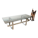 Glass and chrome coffee table