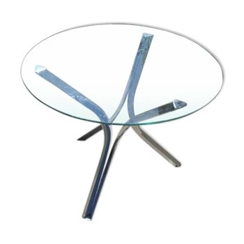 Table chromée et verre , vintage