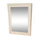 Louis XV-style mirror in wood and white stucctuc and patinated beige