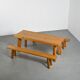 Table et bancs en mélèze par Christian Durupt, vers 1960