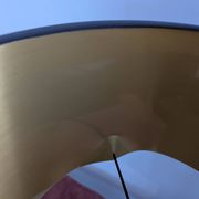 Brass lamp with asymmetrical velvet shade
