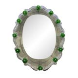 Venetian Murano Glass Oval Floral Wall Mirror – Hand-Carved Italian Art