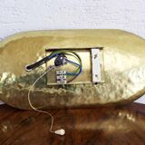 Hammered brass and perforated metal sconce