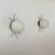 Pair of vintage wall lights, chrome and opaline, France, 1970