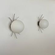 Pair of vintage wall lights, chrome and opaline, France, 1970