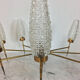 50s chandelier, 8 fires, brass and ice glass tulips