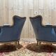 Paire de Bergeres bleues de style Louis XV