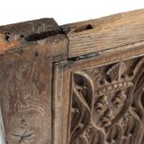 Neo-Gothic Flemish hand carved panel in solid oak, ca. 1850