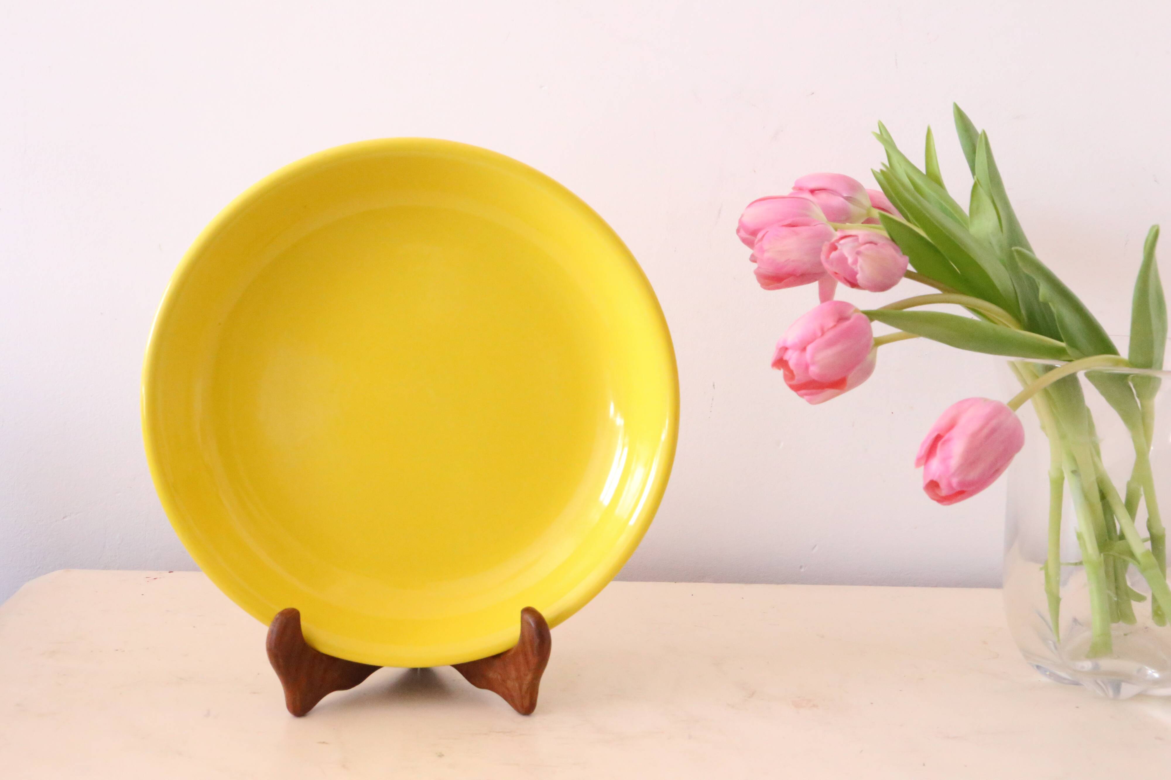 Niderviller round dish, yellow, 1970/80, vintage