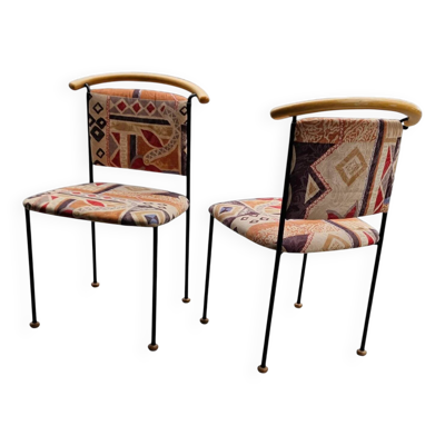 2 x Chaises d'appoint / de bureau italiennes vintage des années 1980