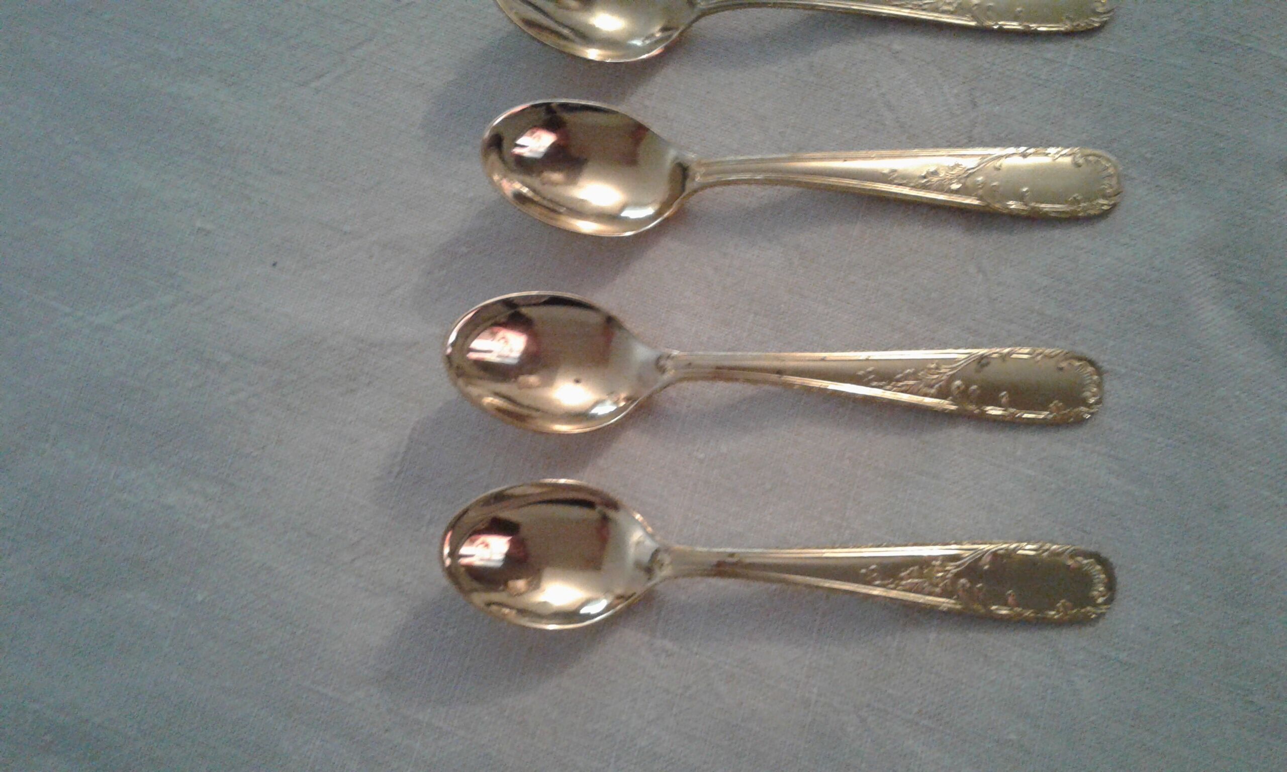 Box 6 small spoons, golden gold fin, style Louis XV