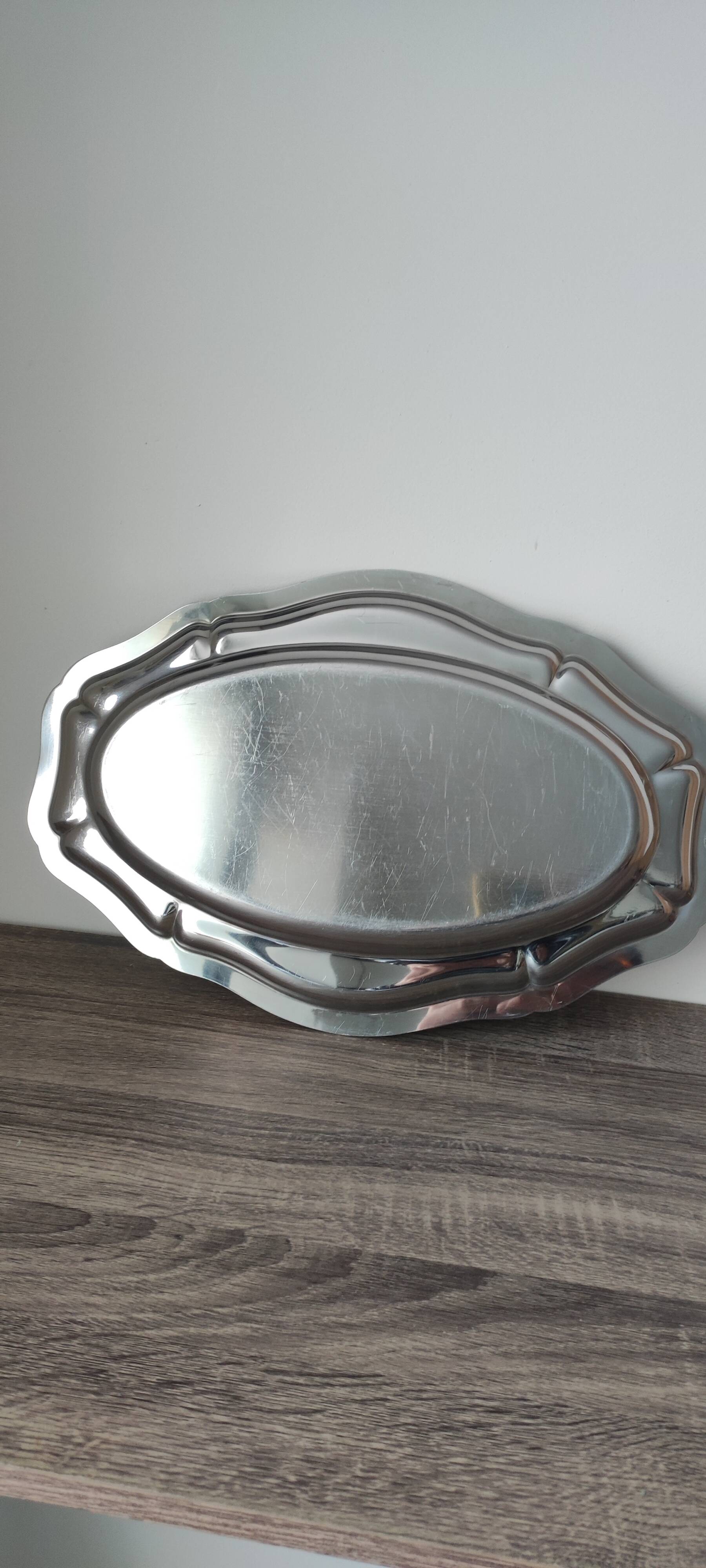 Oval stainless steel platter, Made in France