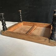 Antique Napoleon III footstool in turned blackened wood – 19th century