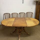 Set of table and 4 chairs in bamboo and rattan, 1960