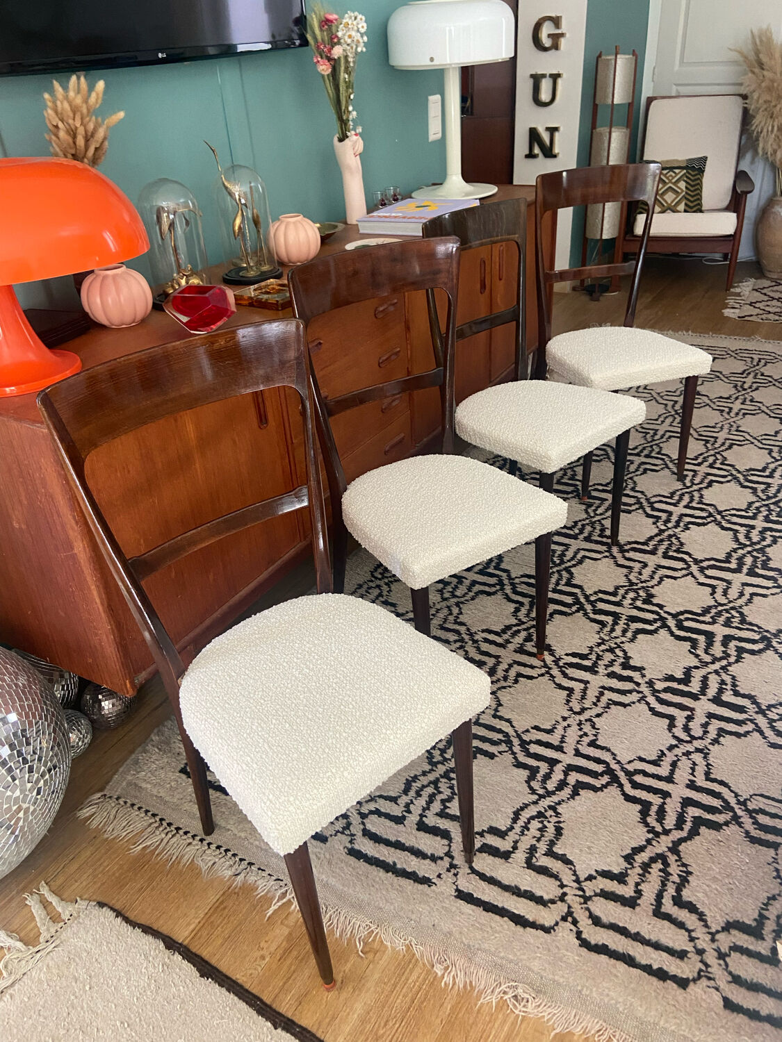 Series of 4 mahogany chairs 40s