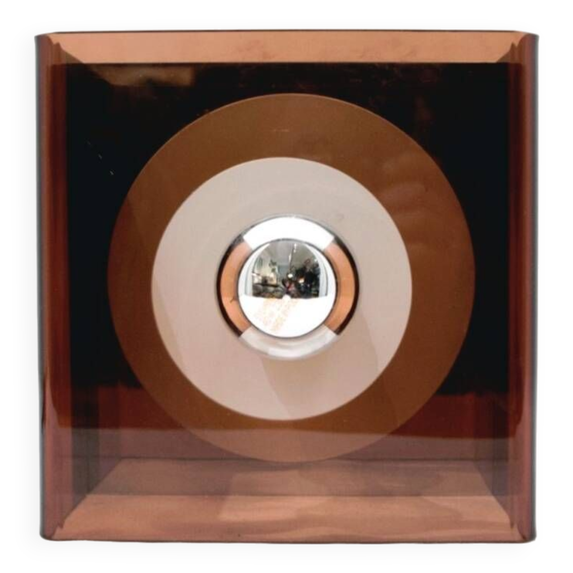 chrome metal and plexiglass wall light, Disco model by Jocelyne Trocmé, design 1970.