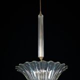 Suspension Art Déco Seguso en verre de Murano transparent. Italie, années 1940.