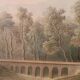 Old watercolour on paper from the early 19th century – landscape with aqueduct and bridge.