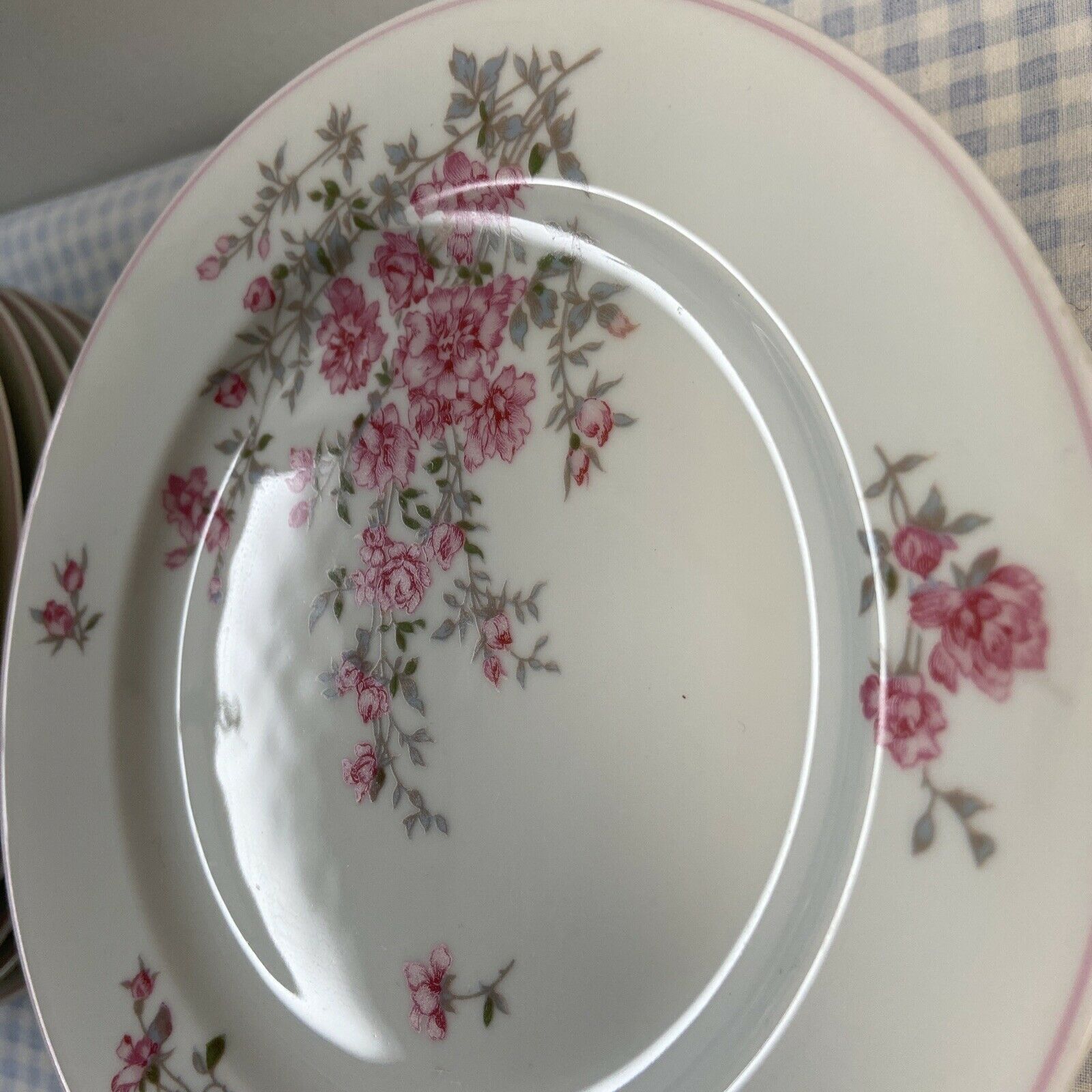 Series of 12 porcelain dessert plates decorated with flowers Bernardaud Limoges