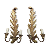 Pair of wooden gilded 19th wall lamps