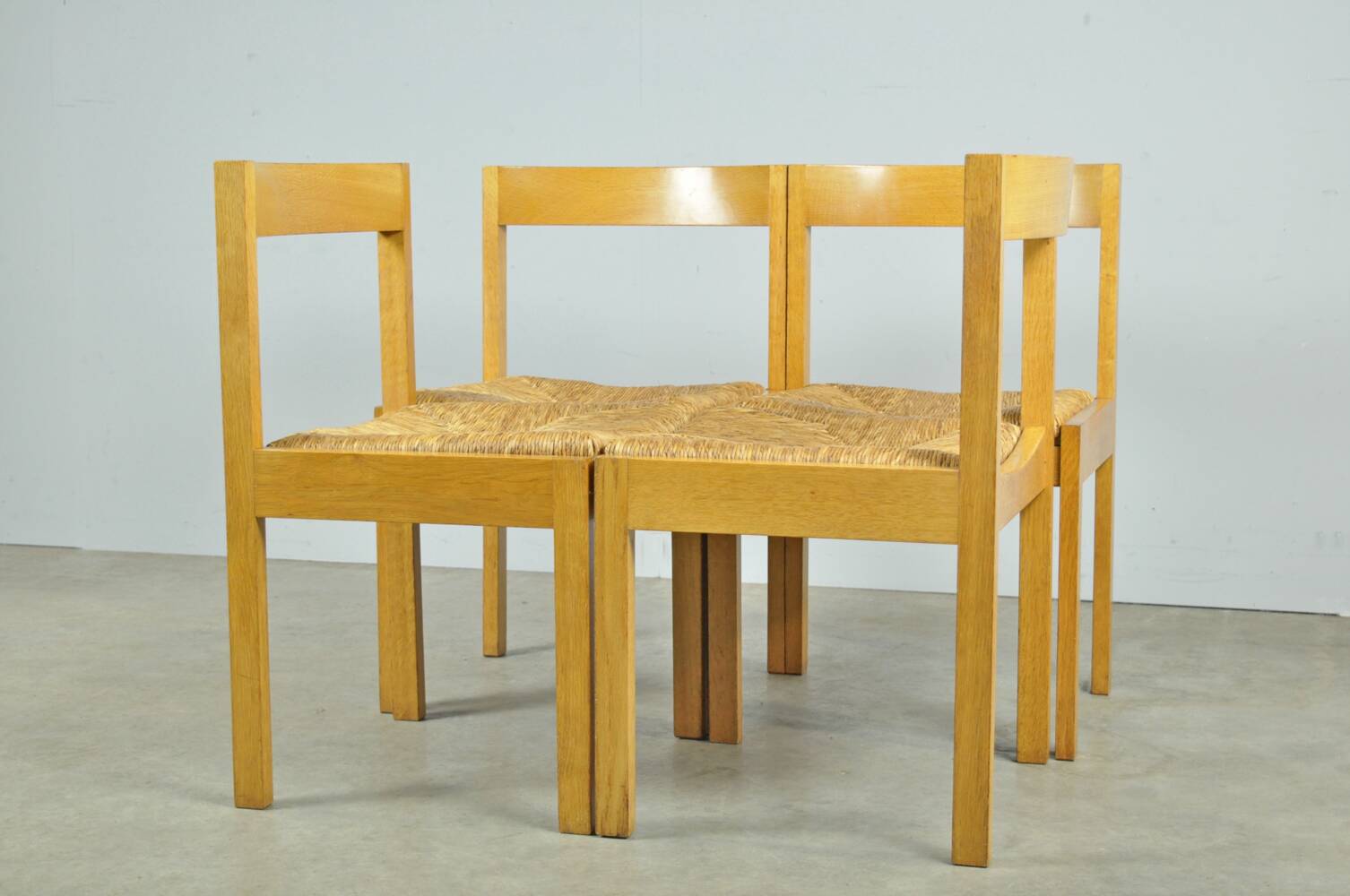 Vintage dutch design oak dining chairs, 1960s