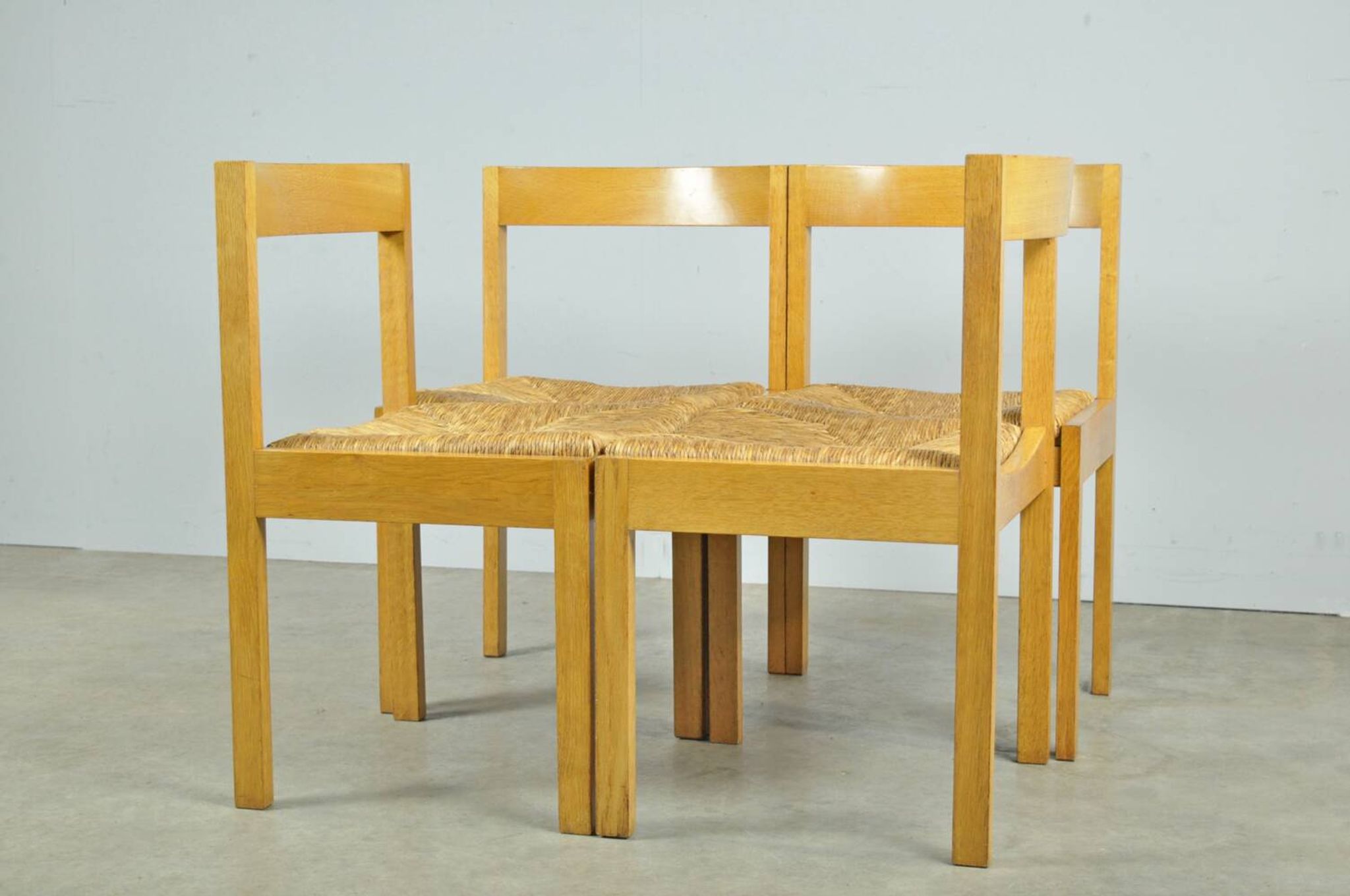 Vintage dutch design oak dining chairs, 1960s