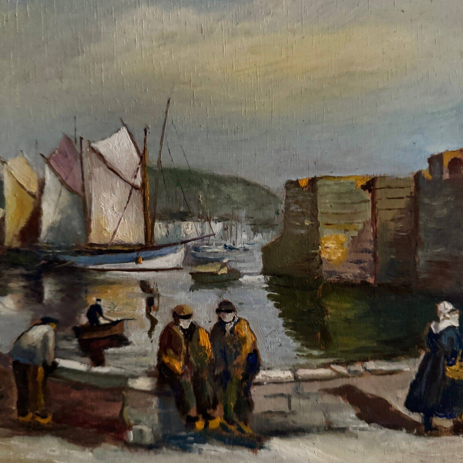 Huile sur panneau milieu XXe paysage breton Concarneau